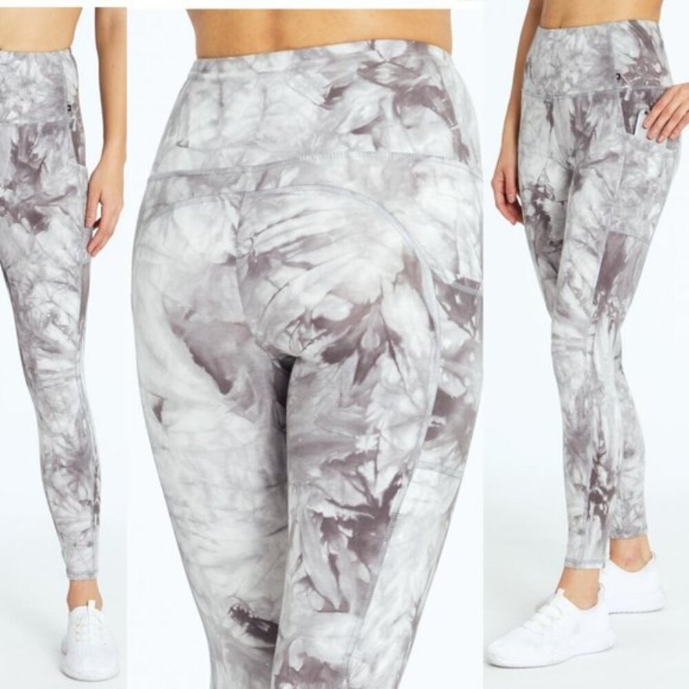 NWT MARIKA Cyndi Marbled Printed High Waisted Ankle Leggings Pants Sz Large